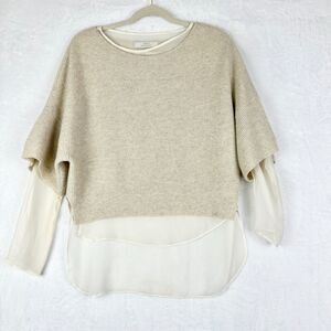 Robert Rodriguez Wool Cashmere Silk Layered Sweater Size Medium Beige Cream